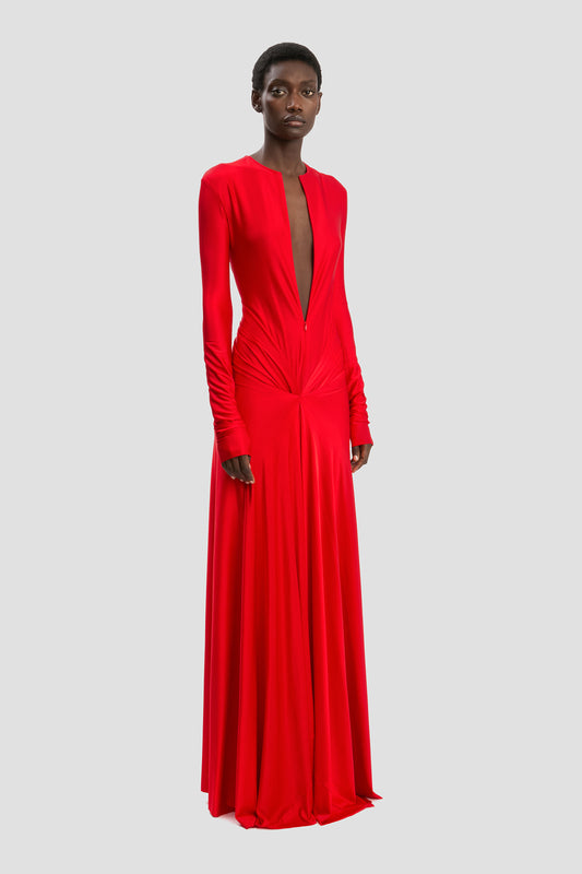 Cut-Out Gown In Cardinal Red