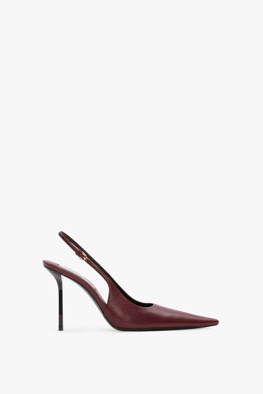 Victoria Stiletto Slingback In Burgundy Leather
