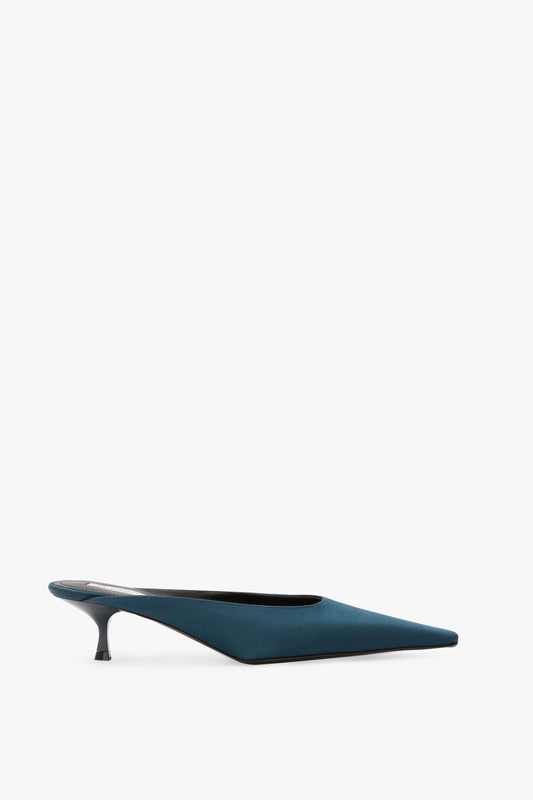 Sloan Mule In Teal Blue Satin