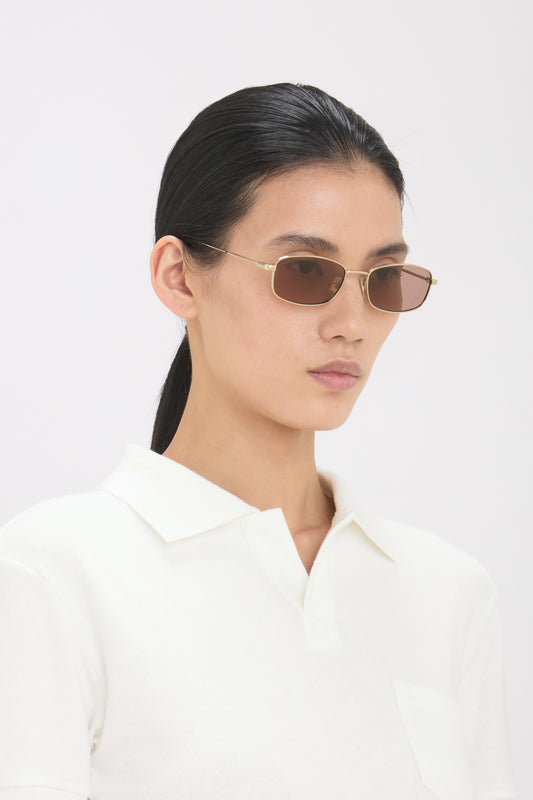 Metal Sunglasses In Gold Honey Havana