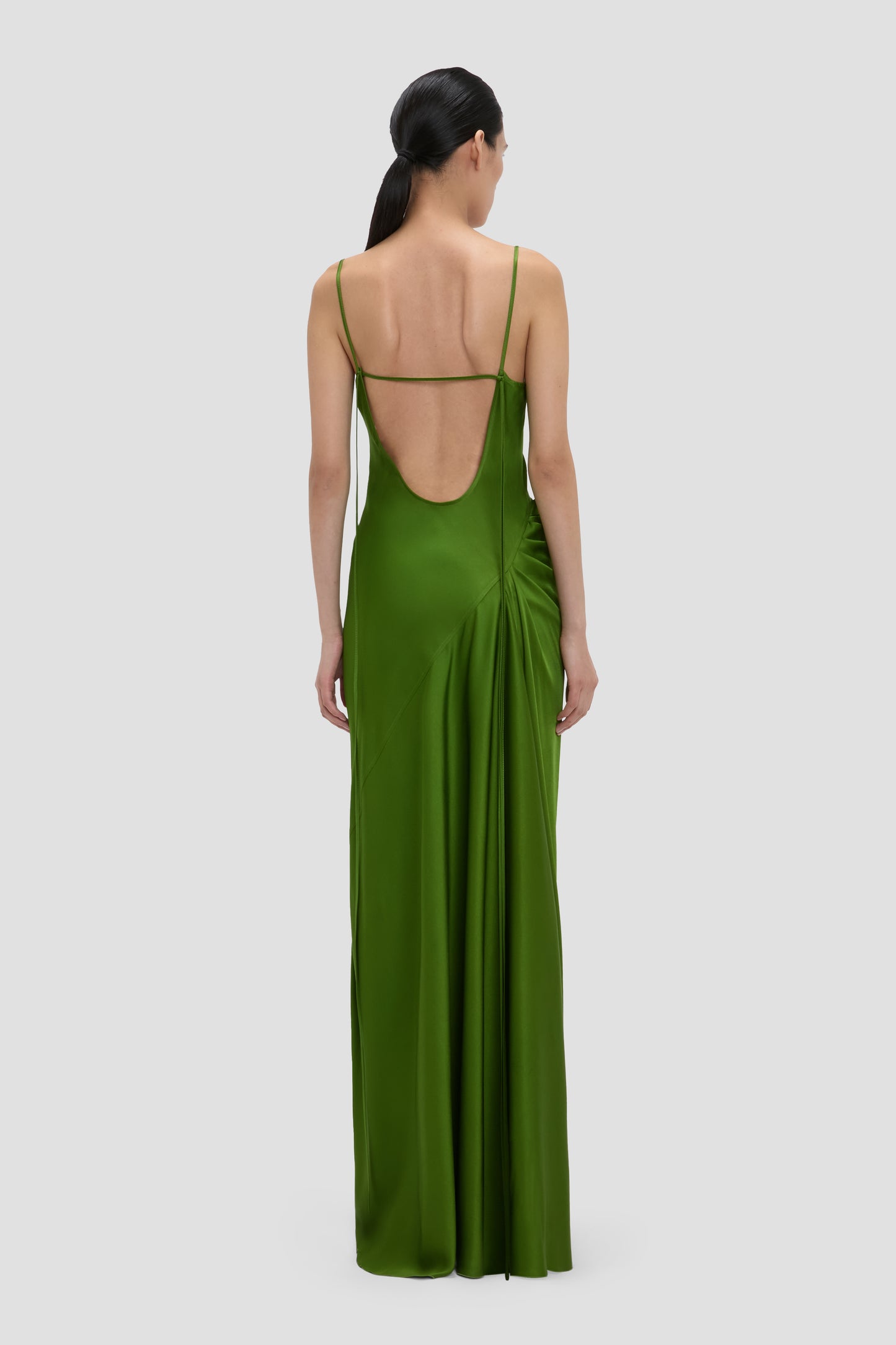 Draped Cami Floor-Length Dress In Algae