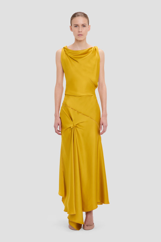 Posy Midi Dress In Sunset Yellow