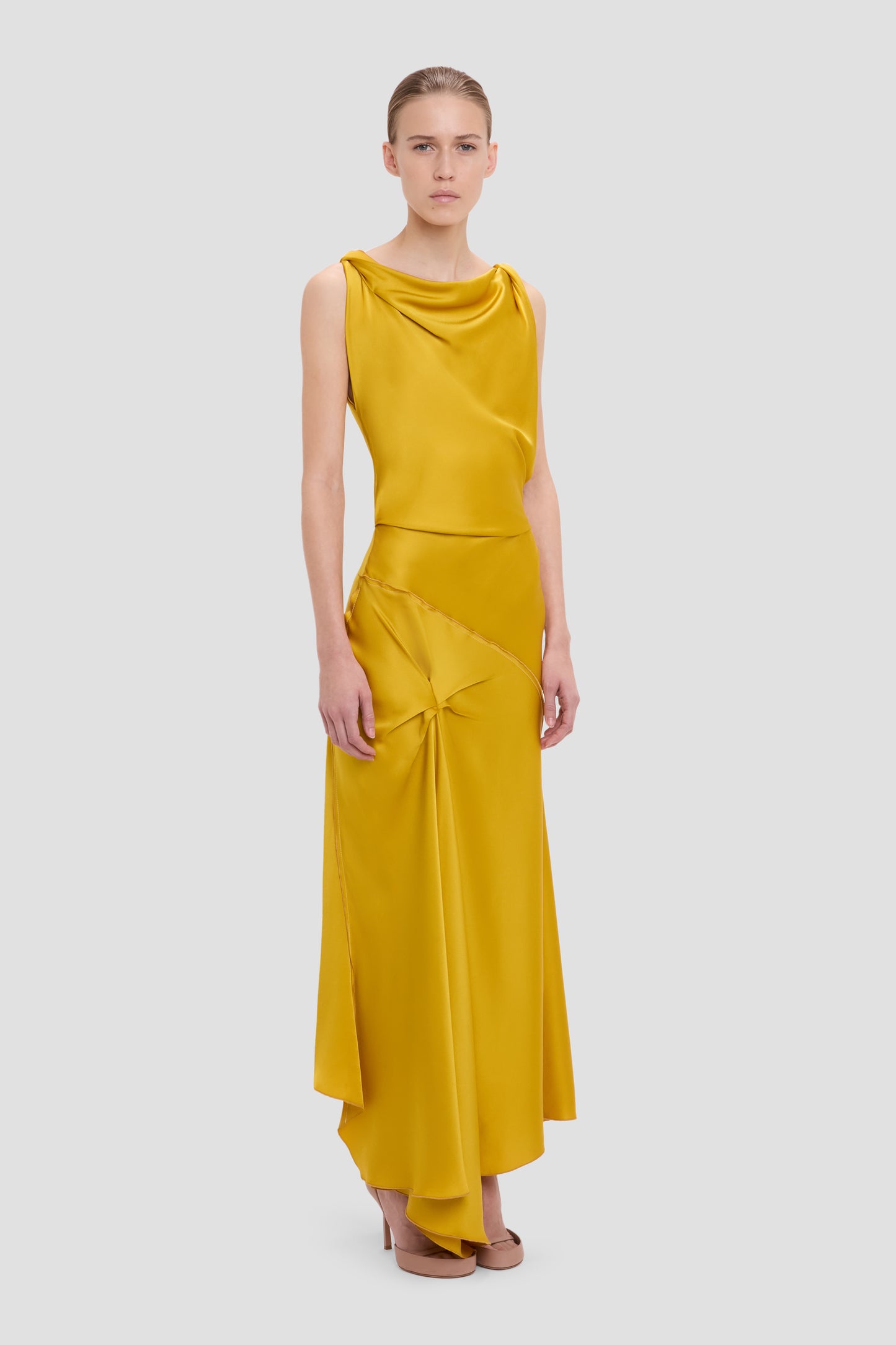 Posy Midi Dress In Sunset Yellow