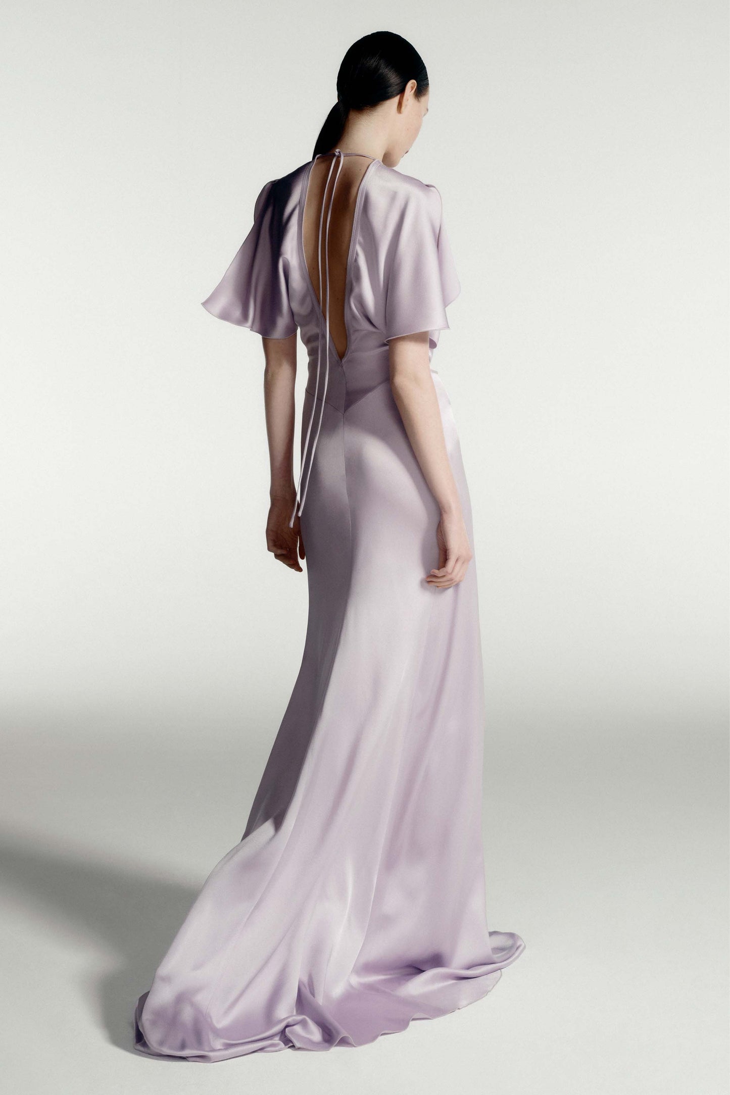 Gathered Waist Floor-Length Dress In Petunia