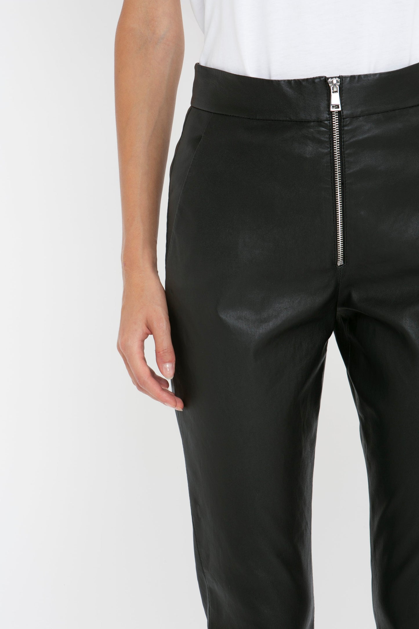 Slim Leather Trouser in Black