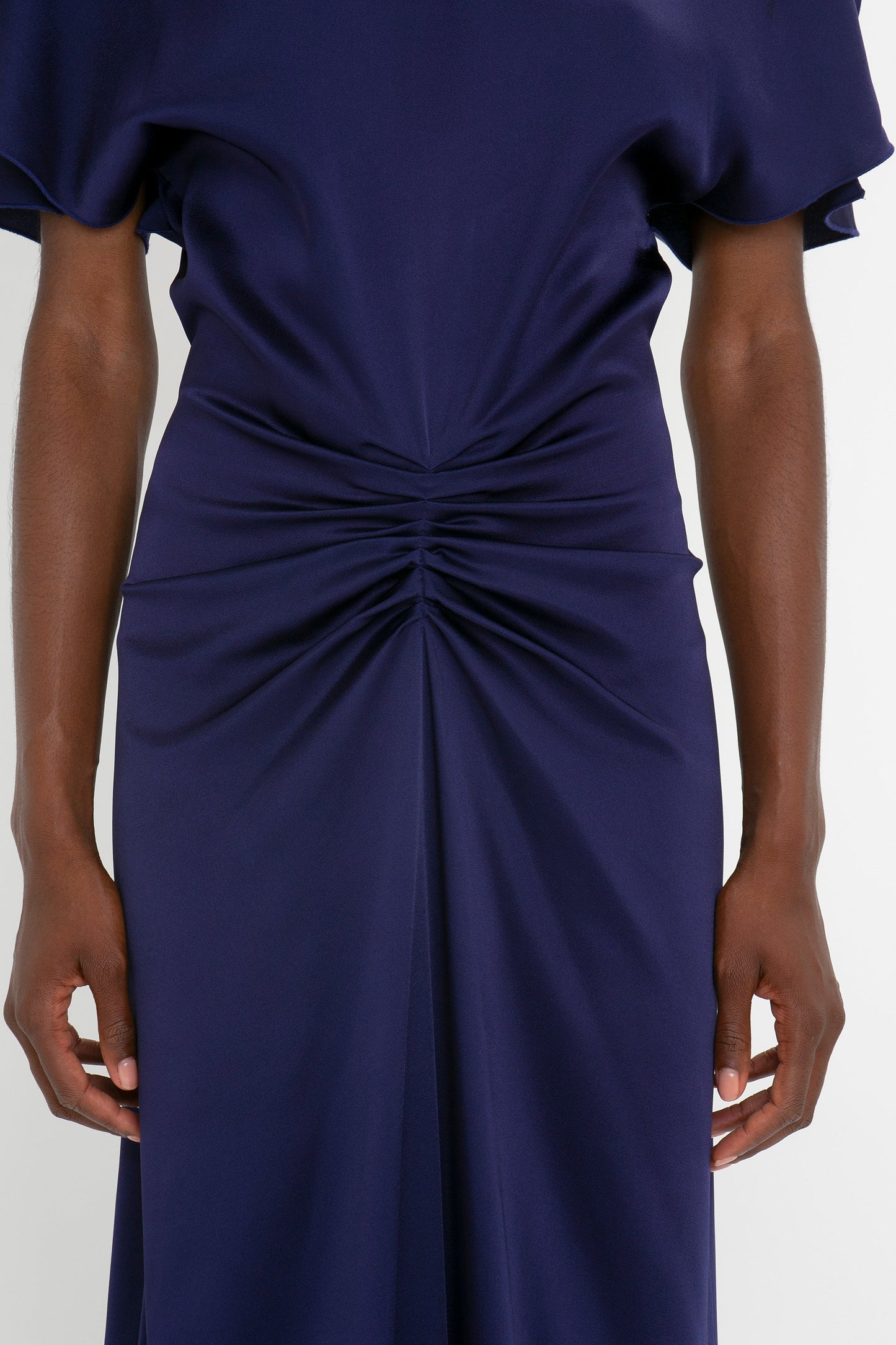 Exclusive Gathered Waist Floor-Length Dress In Ultraviolet