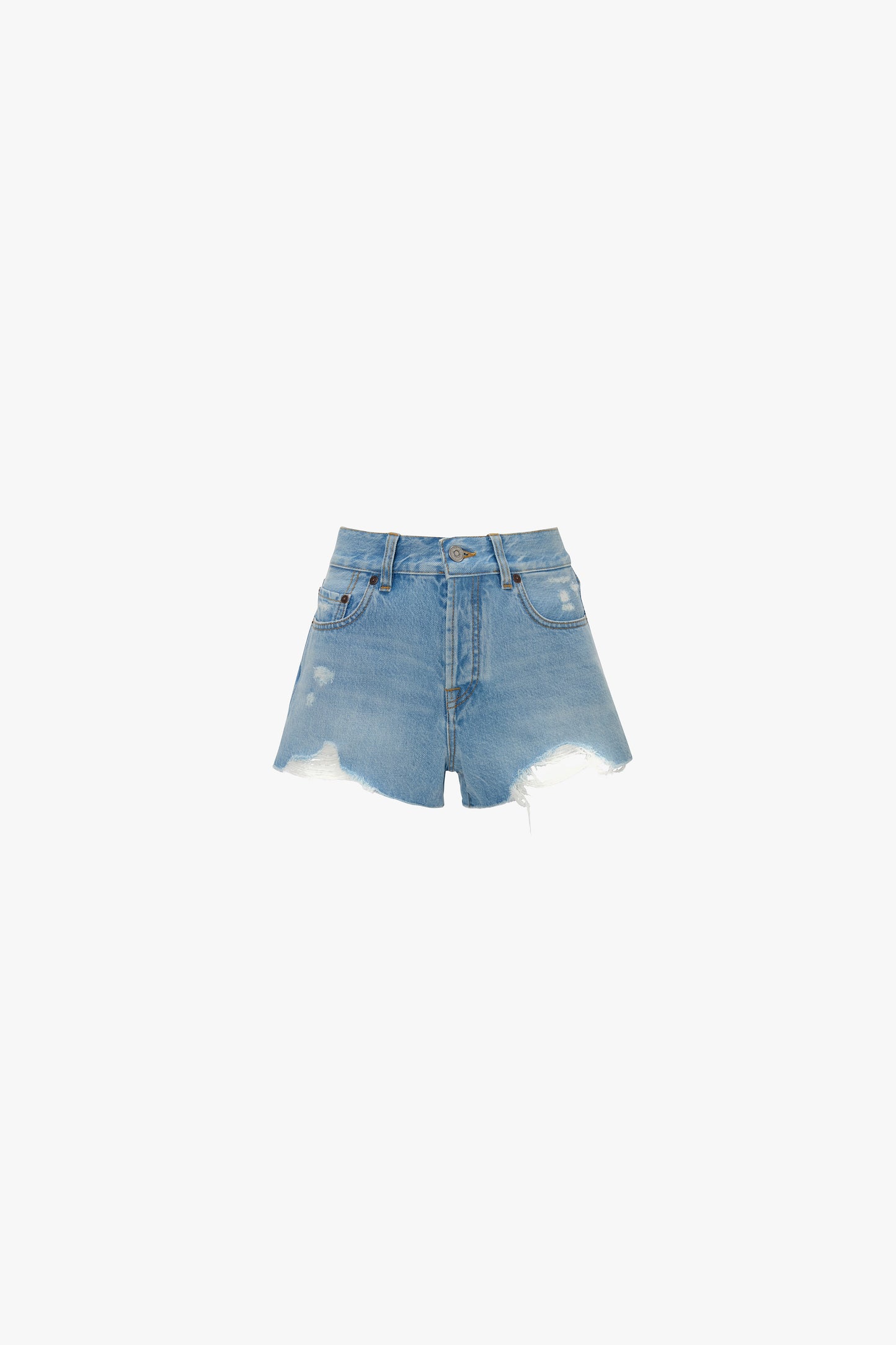 Distressed Shorts In Light Blue Wash