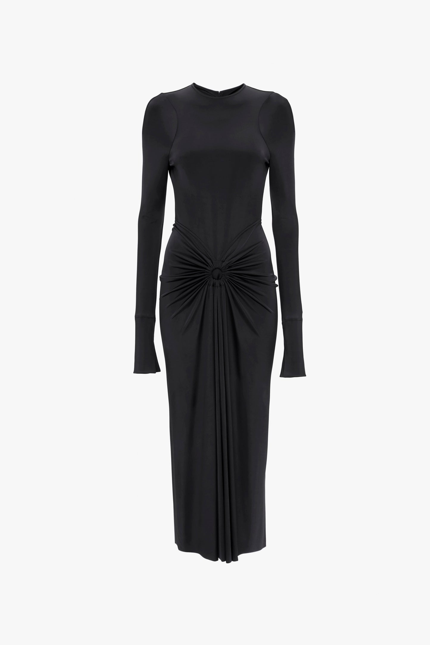Gathered Midi Dress In Black