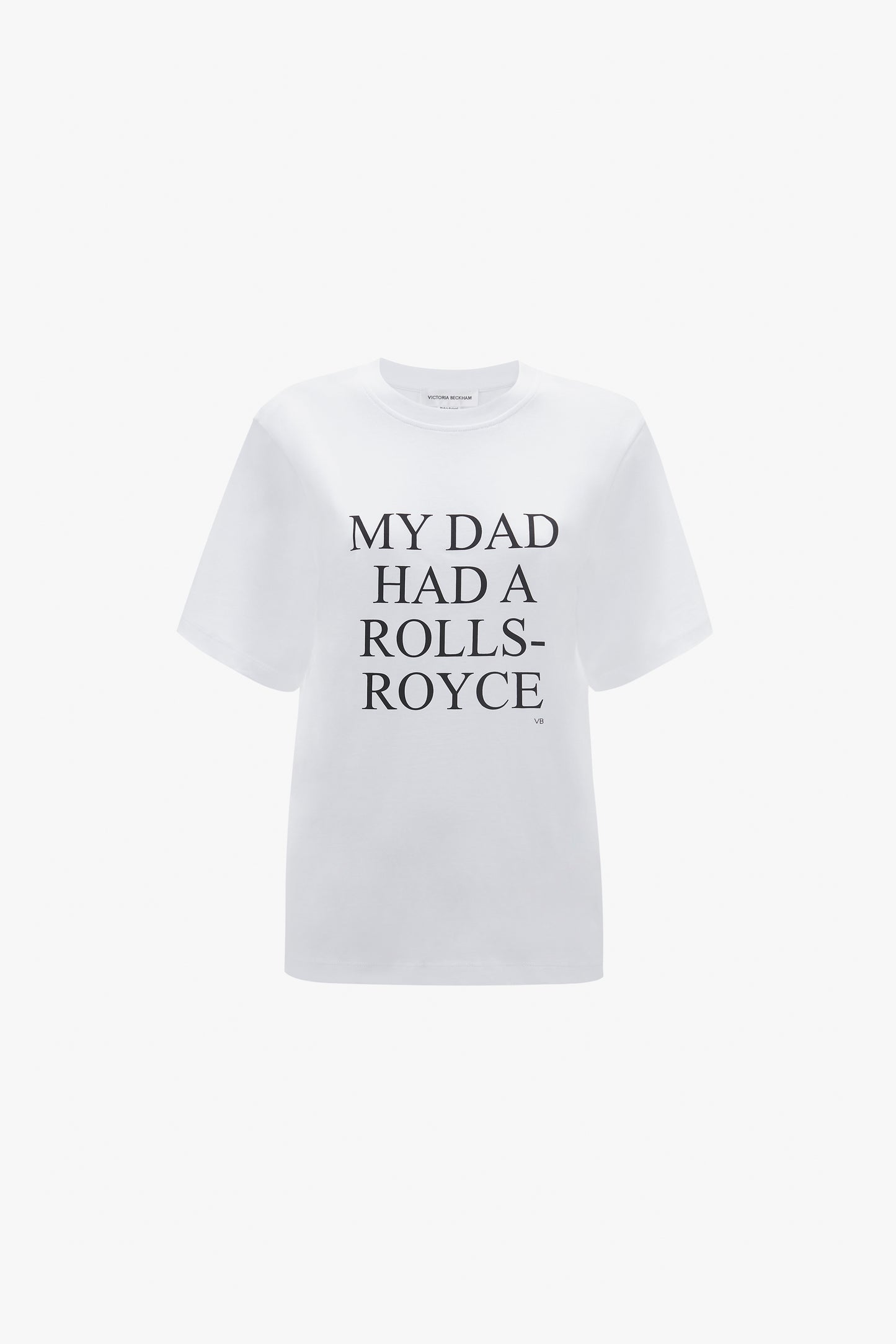 Slogan Tee In White My Dad Had A Rolls-Royce