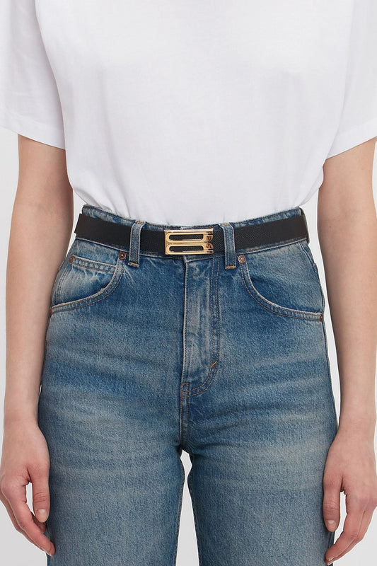 Frame Belt In Black Grained Leather – Victoria Beckham Int
