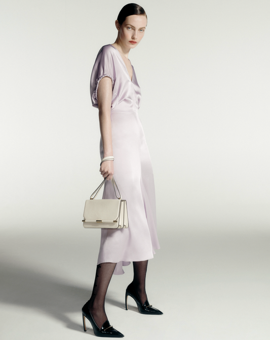 Blouson Detail Midi Dress In Petunia