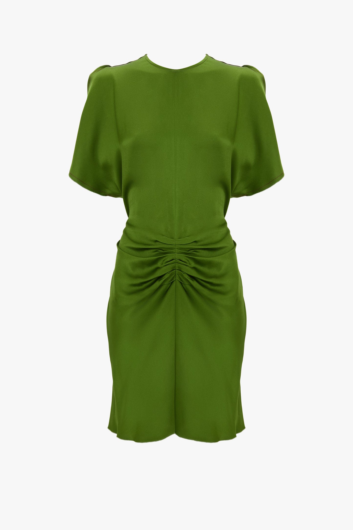 Gathered Waist Mini Dress In Algae