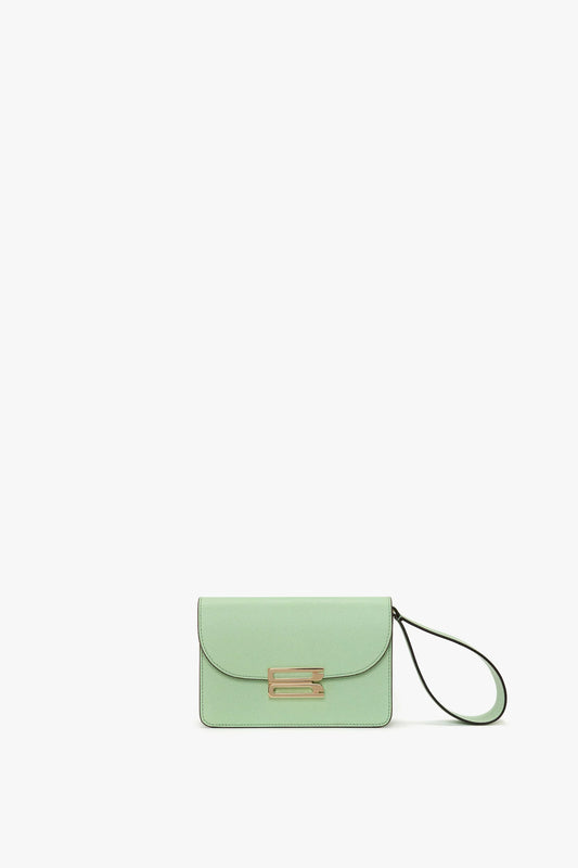 Nano Dorian Wristlet In Jade Grained Leather