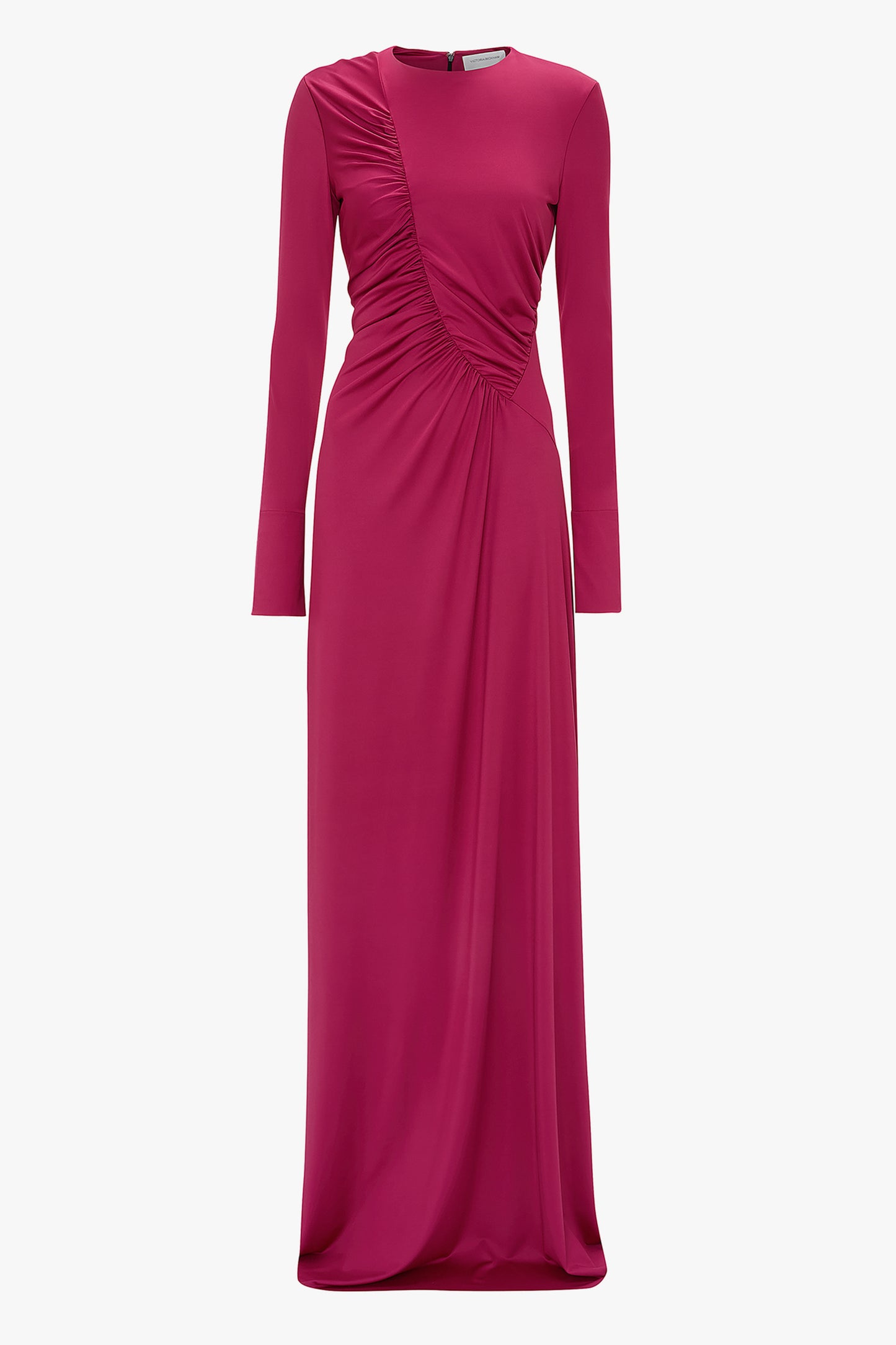 Ruched Detail Floor-Length Gown In Cherry