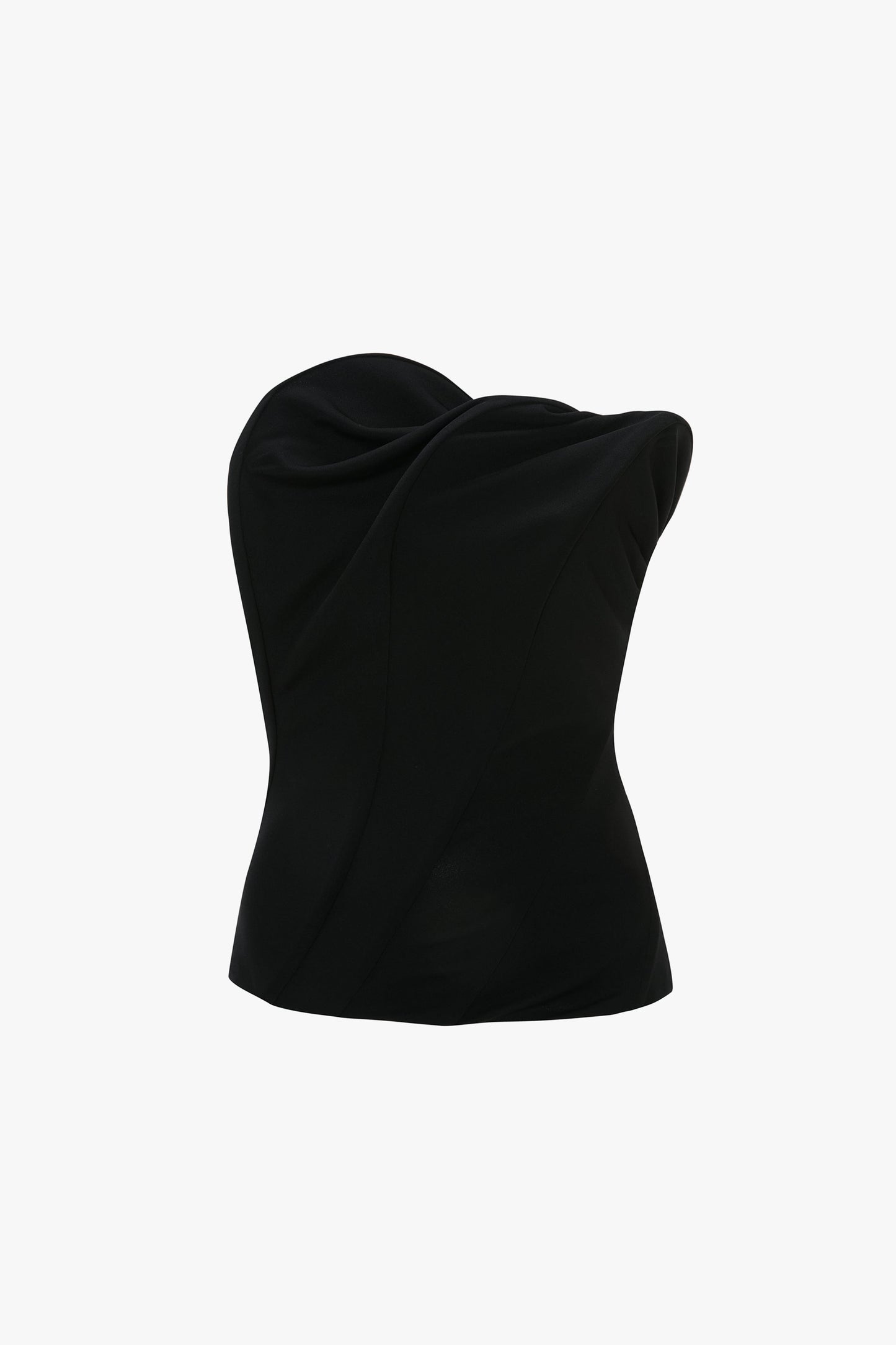 Strapless Wave Detail Top In Black