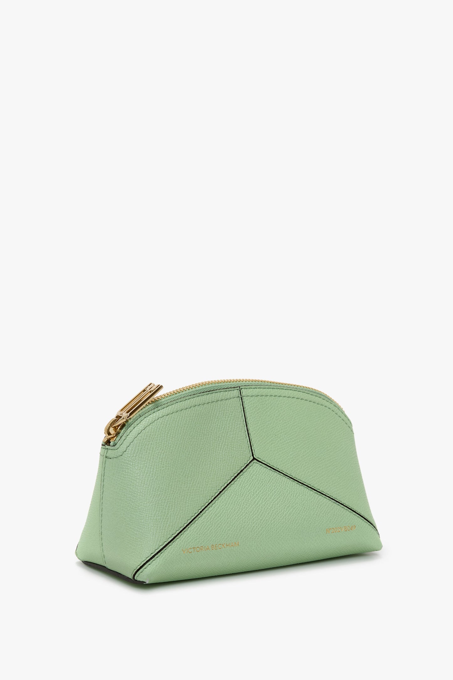 Victoria Mini Wash Bag In Jade Grained Leather