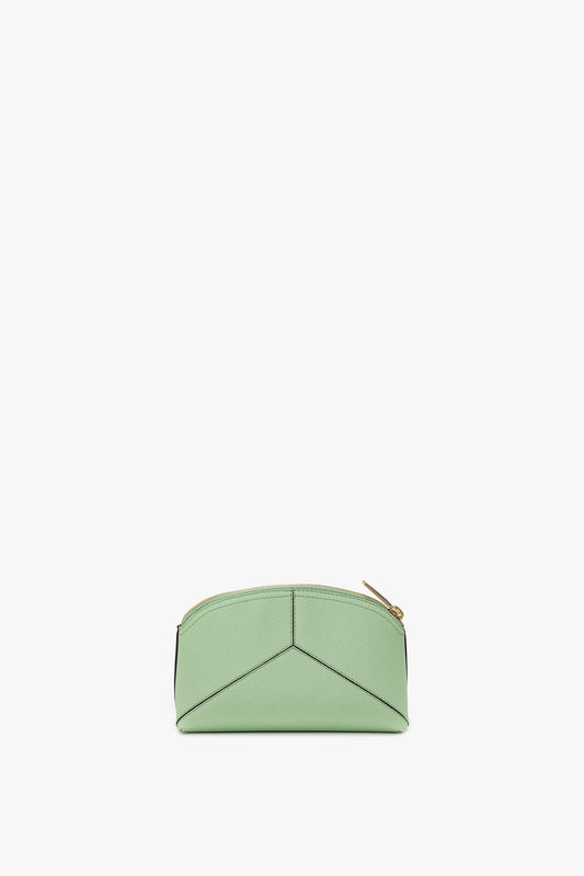 Victoria Mini Wash Bag In Jade Grained Leather