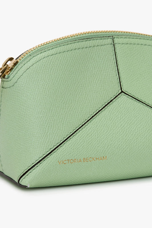 Victoria Mini Wash Bag In Jade Grained Leather