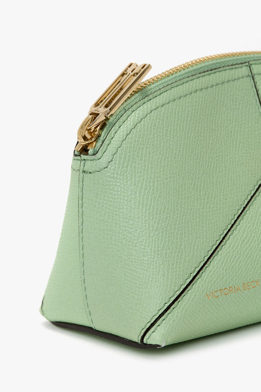 Victoria Mini Wash Bag In Jade Grained Leather