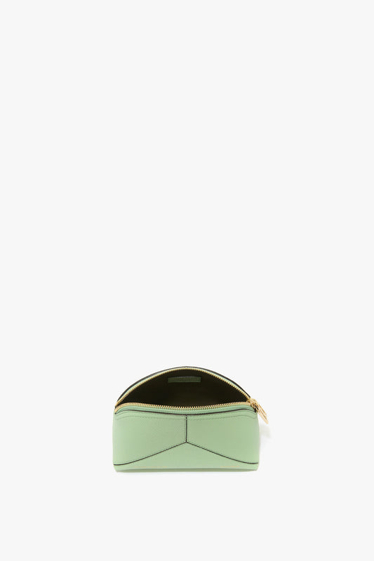 Victoria Mini Wash Bag In Jade Grained Leather