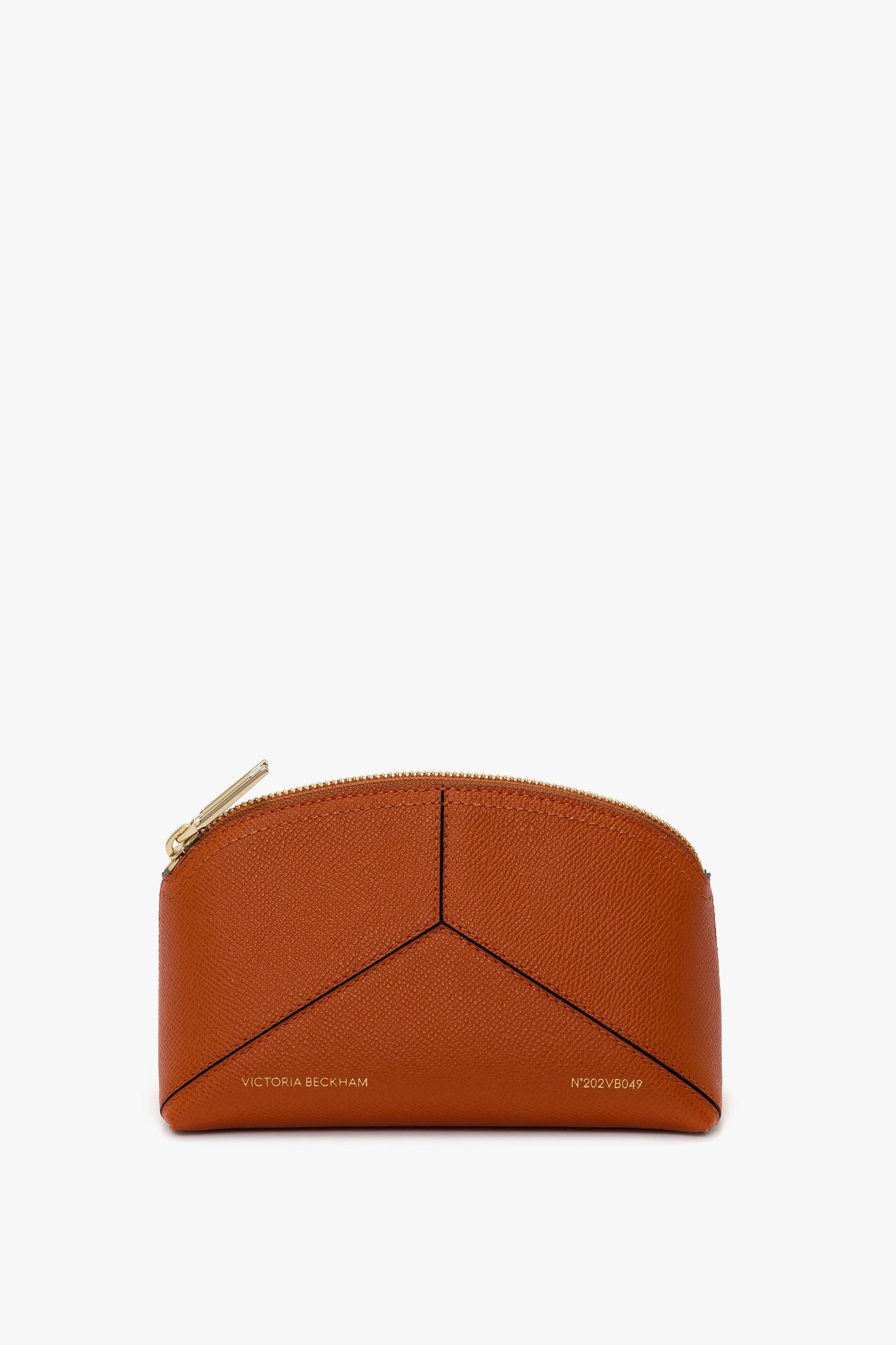 Victoria Mini Wash Bag In Burnt Orange Grained Leather