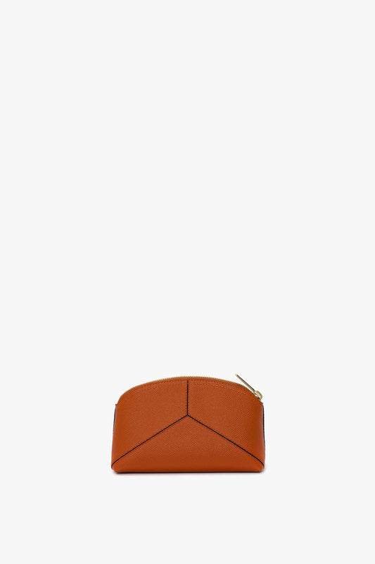 Victoria Mini Wash Bag In Burnt Orange Grained Leather