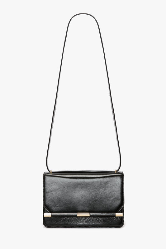 202 Crossbody Bag In Black Distressed Leather