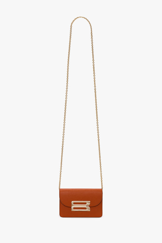 Micro Dorian Bag With Chain Strap In Burnt Orange Grained Leather