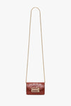 Micro Dorian Bag With Chain Strap In Brick Red Croc Embossed Leather