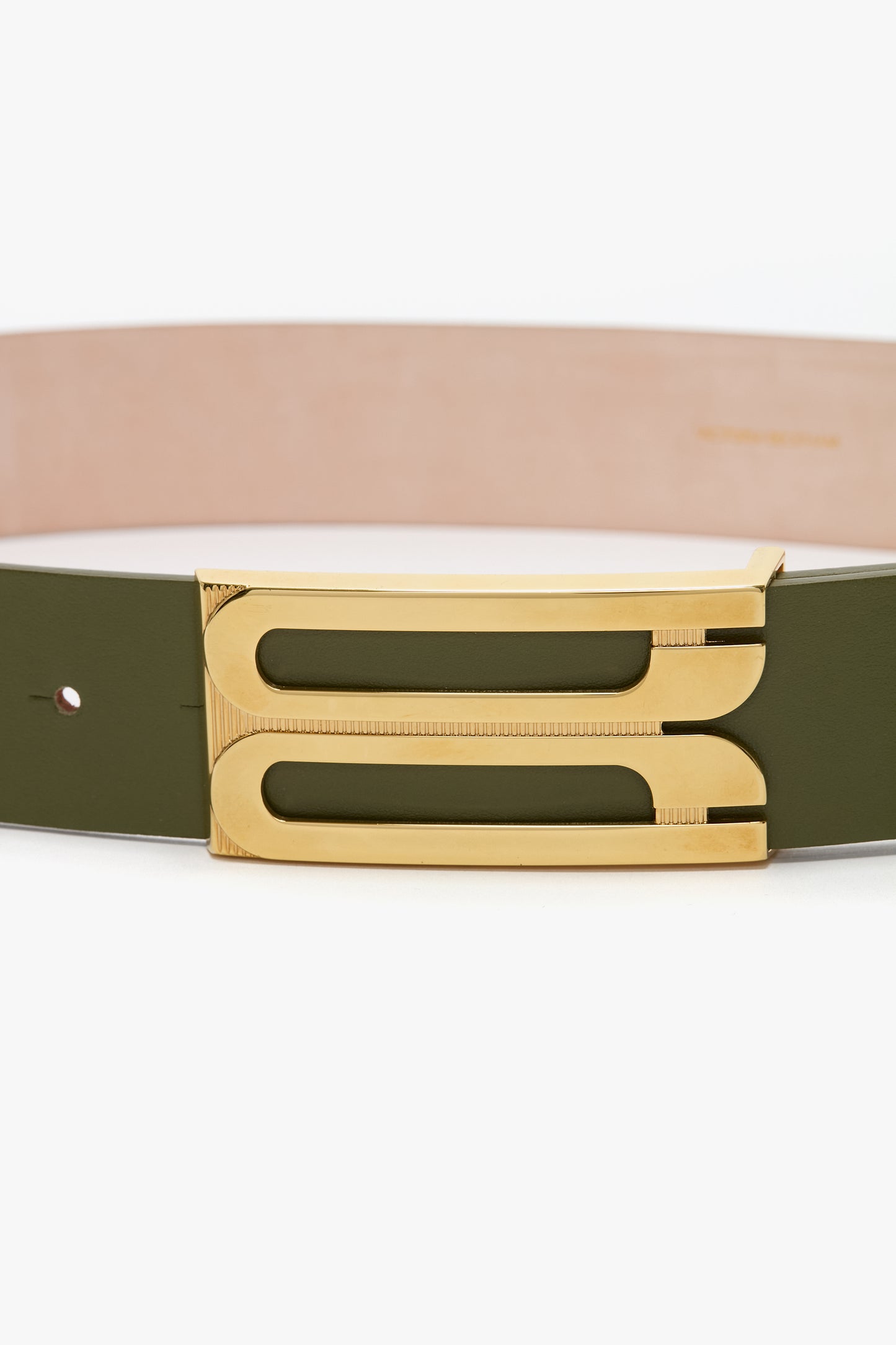Jumbo Frame Belt In Khaki Smooth Leather