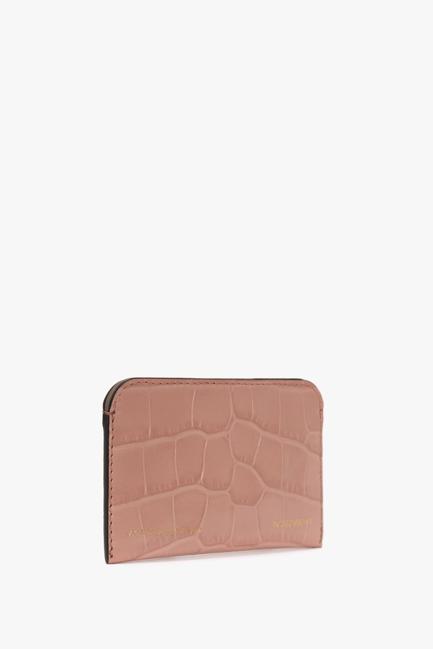 Envelope Card Holder In Blush Pink Croc Embossed Leather