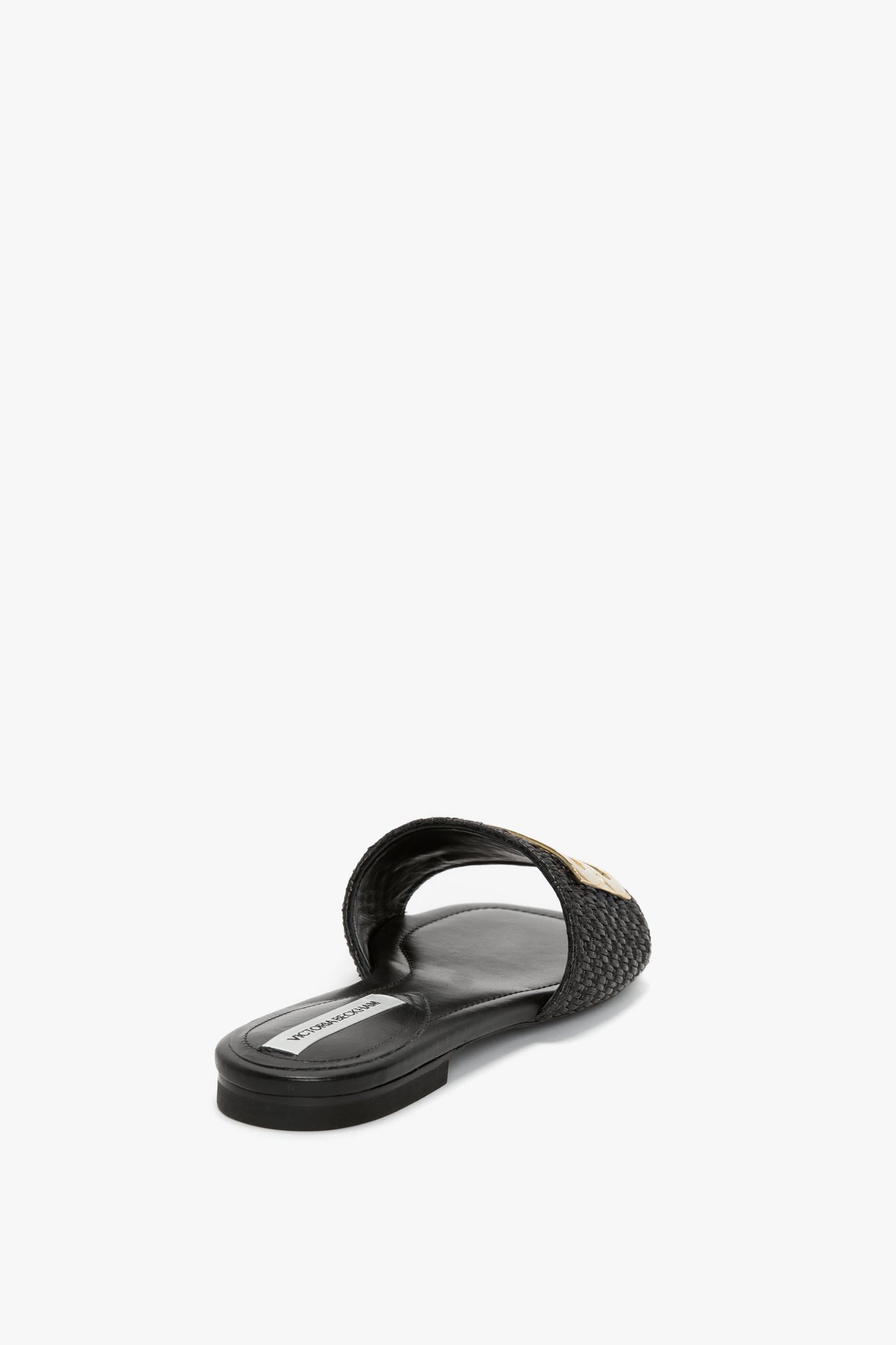 B Buckle Slide In Black Leather