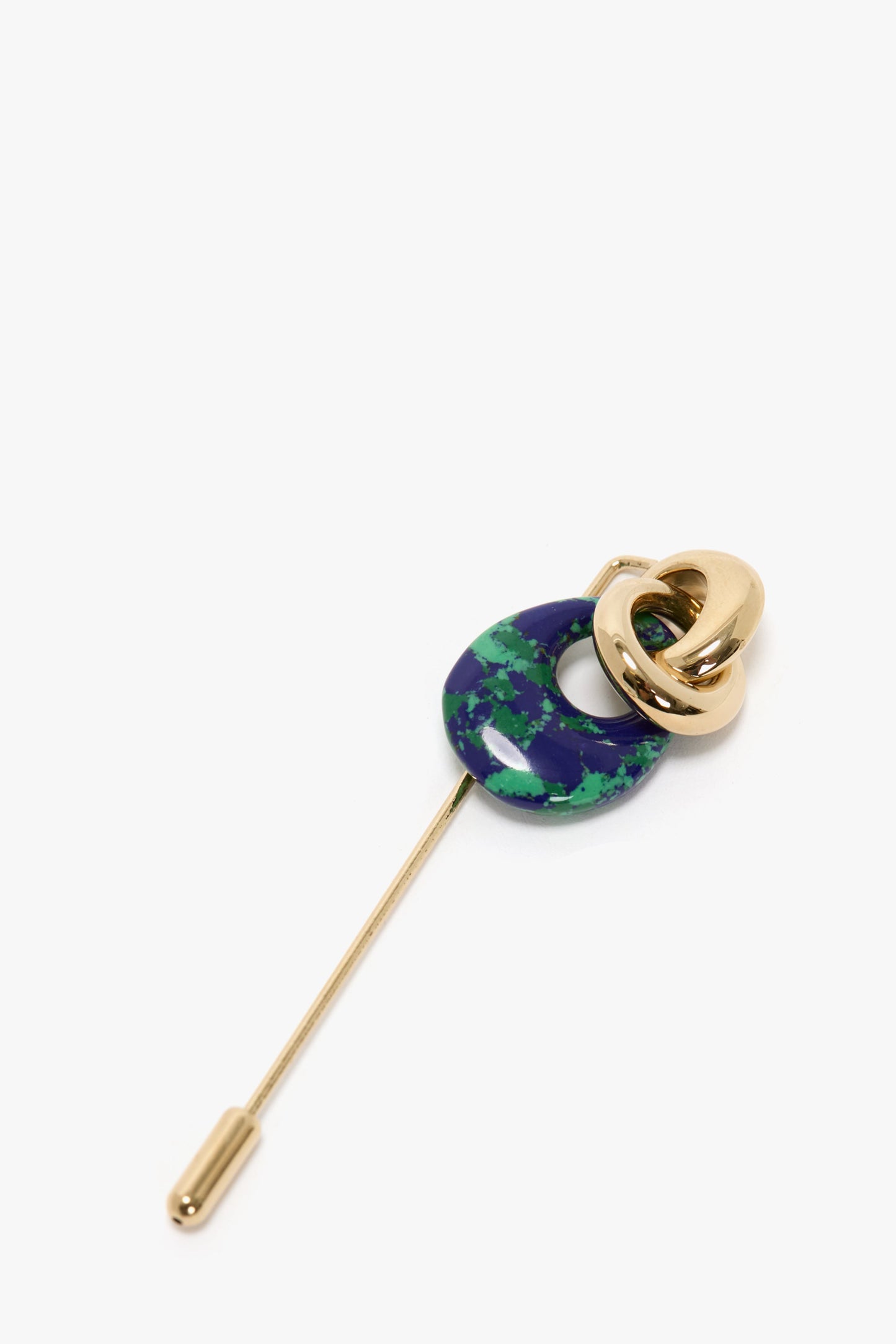 Resin Charm Brooch In Light Gold-Emerald