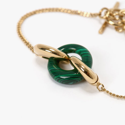 Resin Charm Bracelet In Light Gold-Emerald