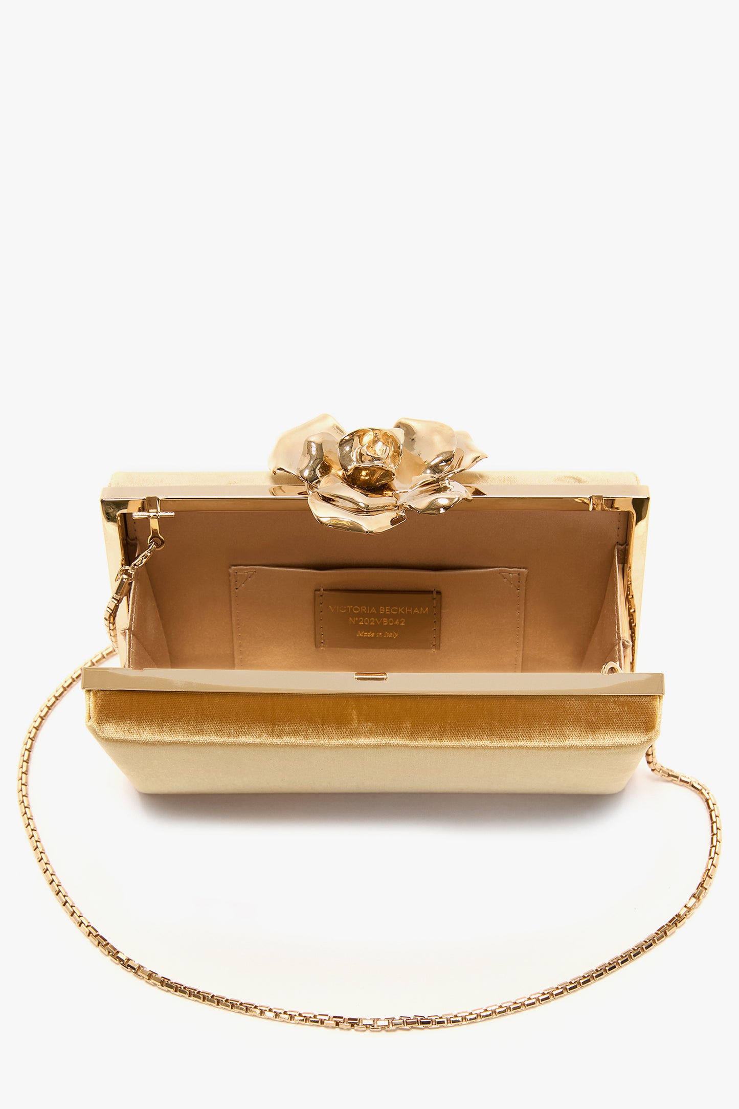 Frame Flower Bag Minaudiere In Light Gold