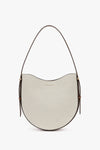 Medium Dia Hobo Bag In Ivory Canvas With Tan Leather