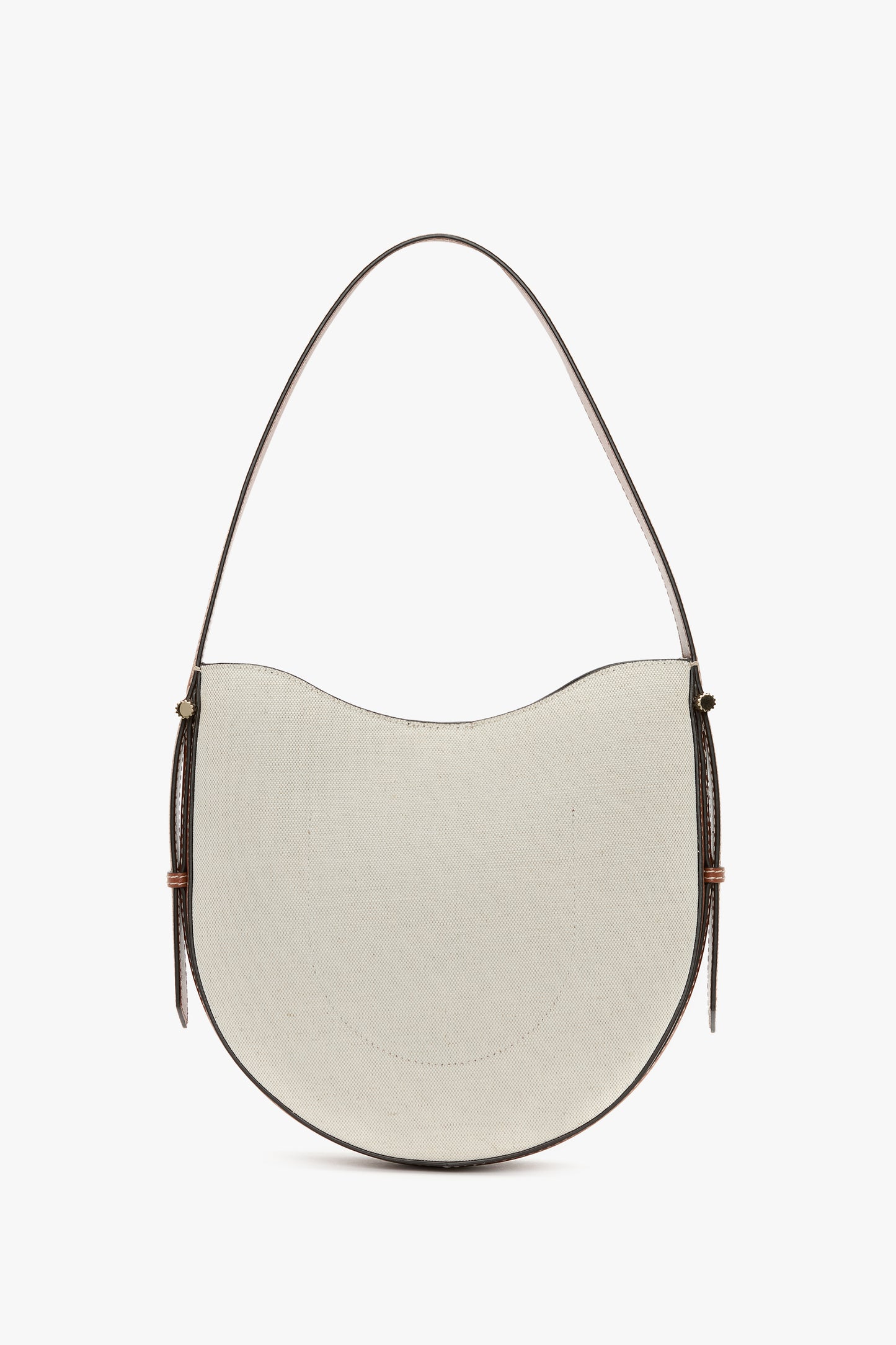 Medium Dia Hobo Bag In Ivory Canvas With Tan Leather