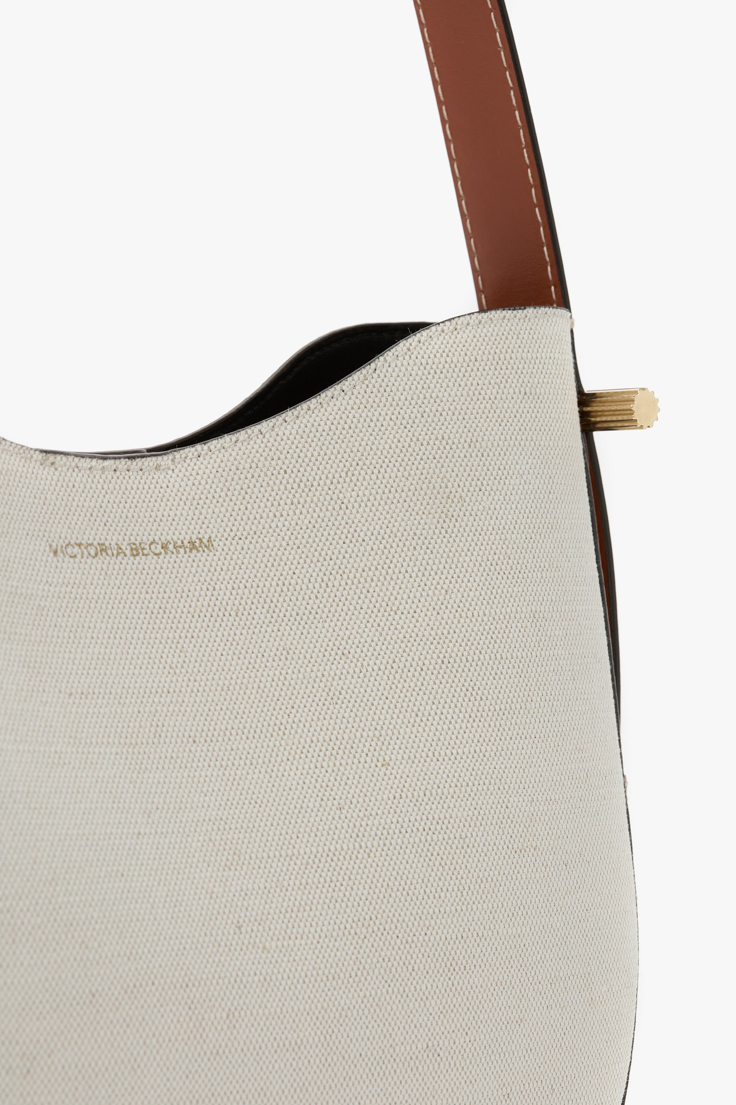 Medium Dia Hobo Bag In Ivory Canvas With Tan Leather