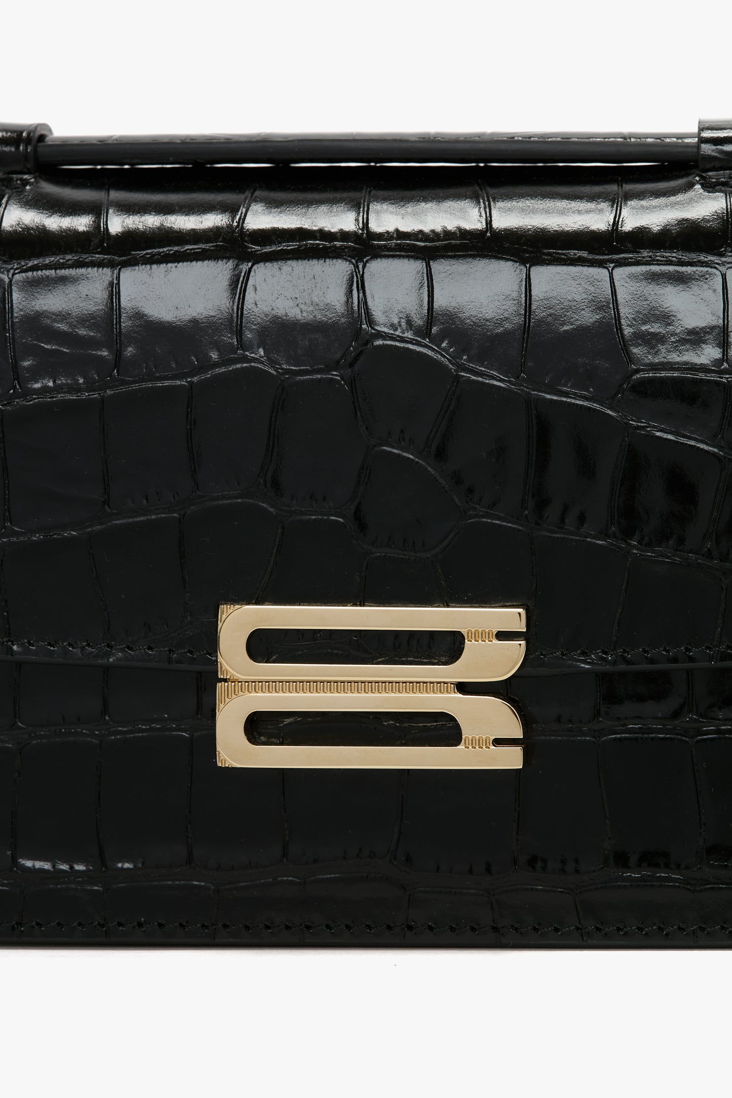 Mini Dorian Bag In Black Croc Embossed Leather