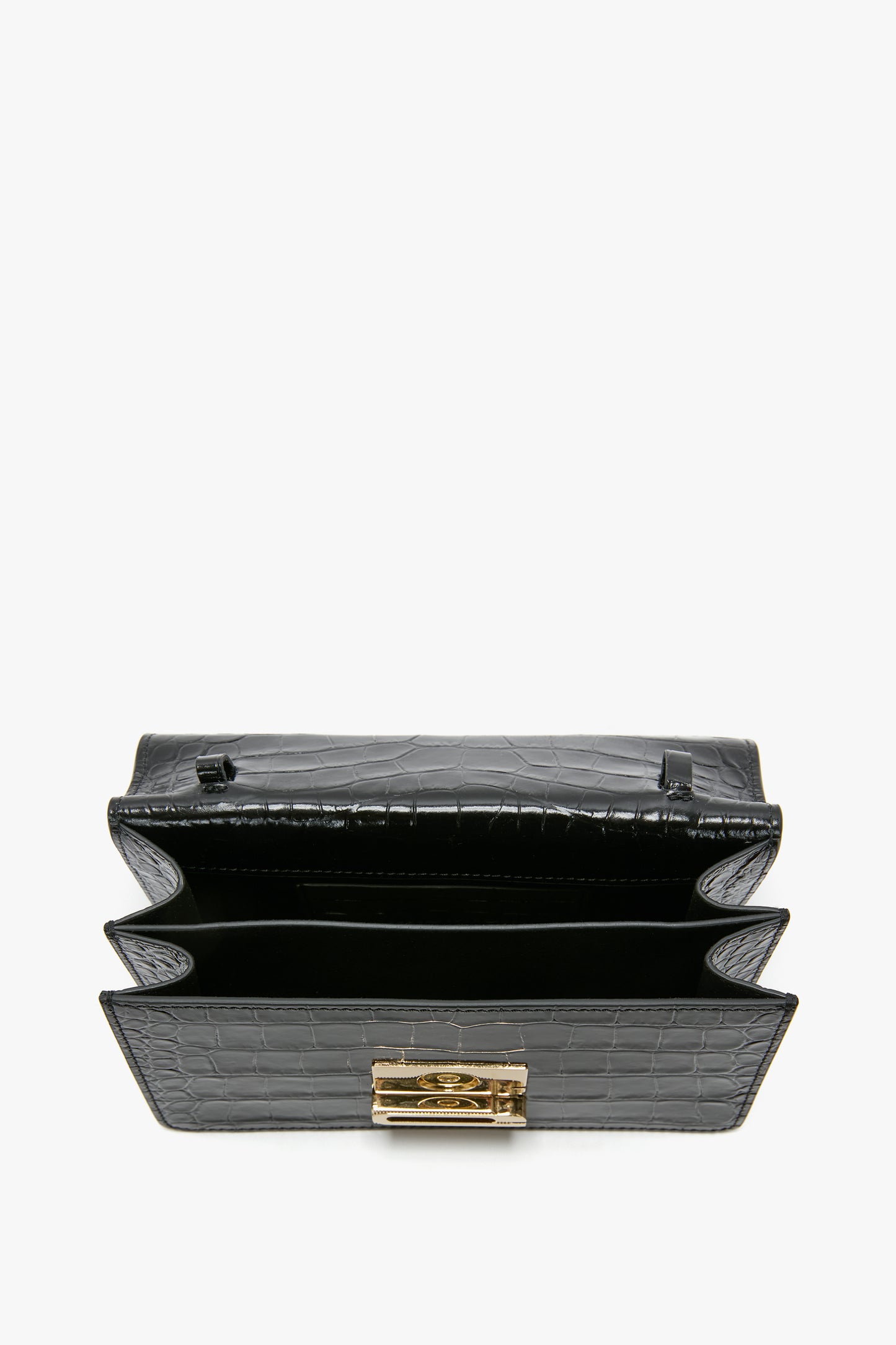 Mini Dorian Bag In Black Croc Embossed Leather