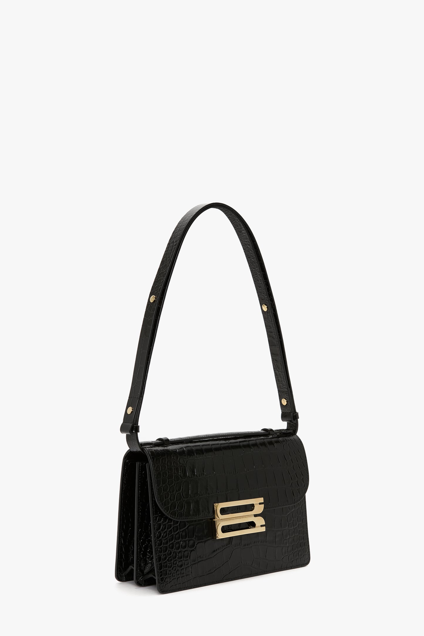 Dorian Bag In Black Croc Embossed Leather