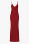 A stunning 1990s-inspired Low Back Cami Floor-Length Dress In Poppy Red by Victoria Beckham, featuring spaghetti straps and a bias-cut fitted silhouette.