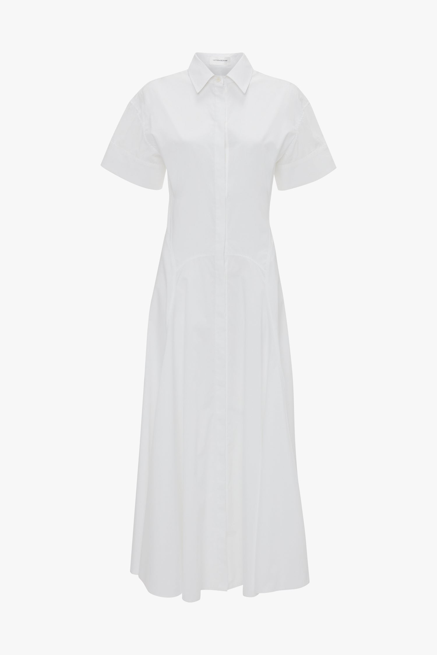 Panelled Shirt Dress In White Victoria Beckham