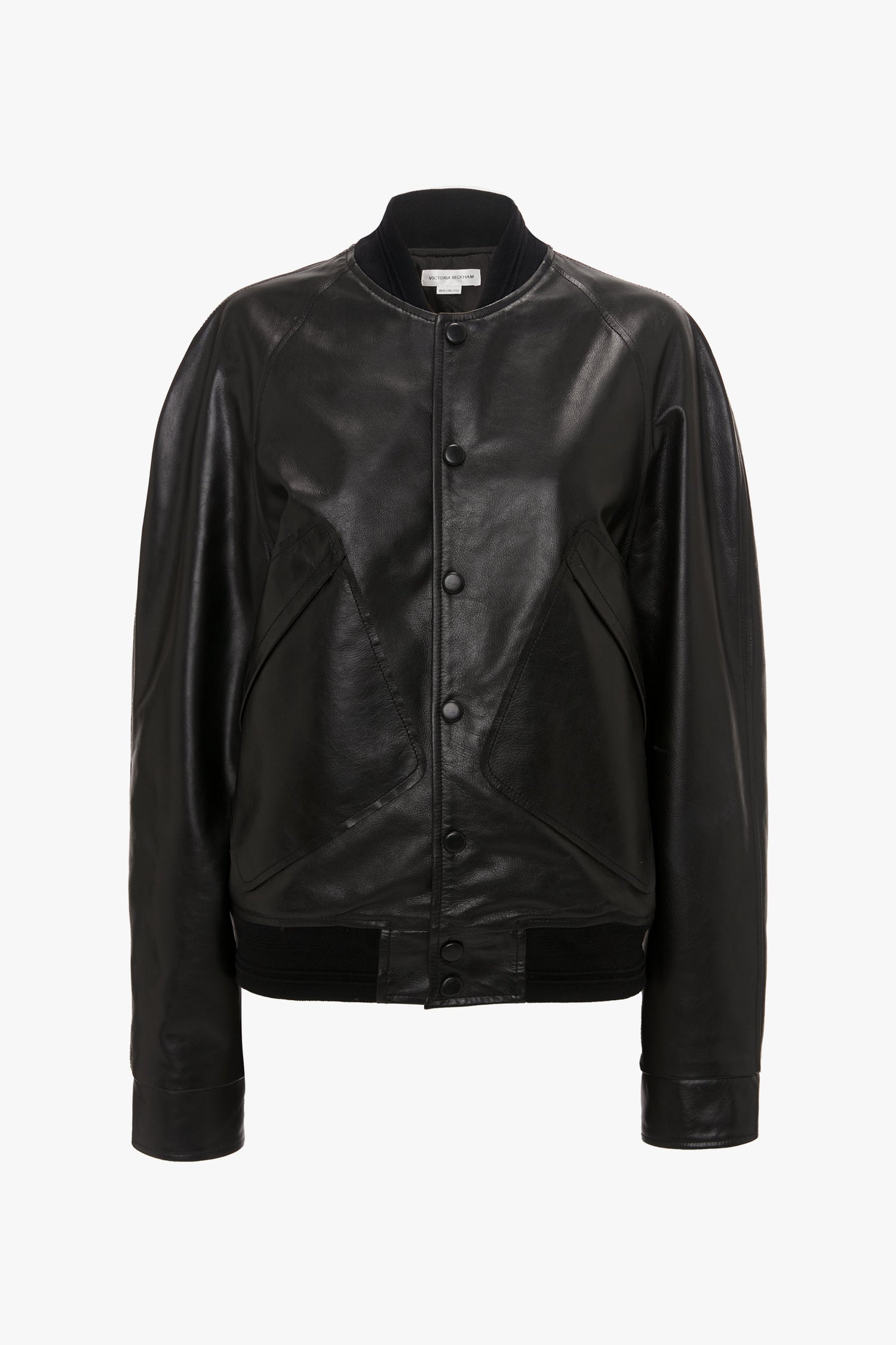 Leather Varsity Jacket In Black Victoria Beckham