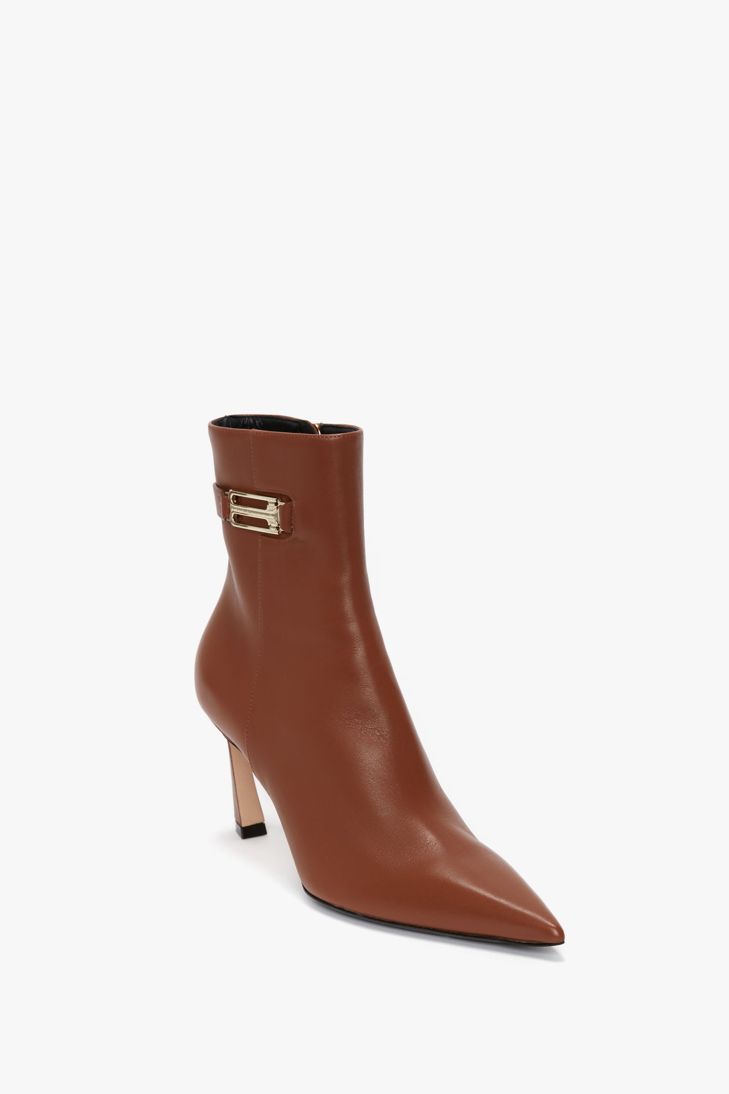 Pointed Toe Half Boot In Tan Leather