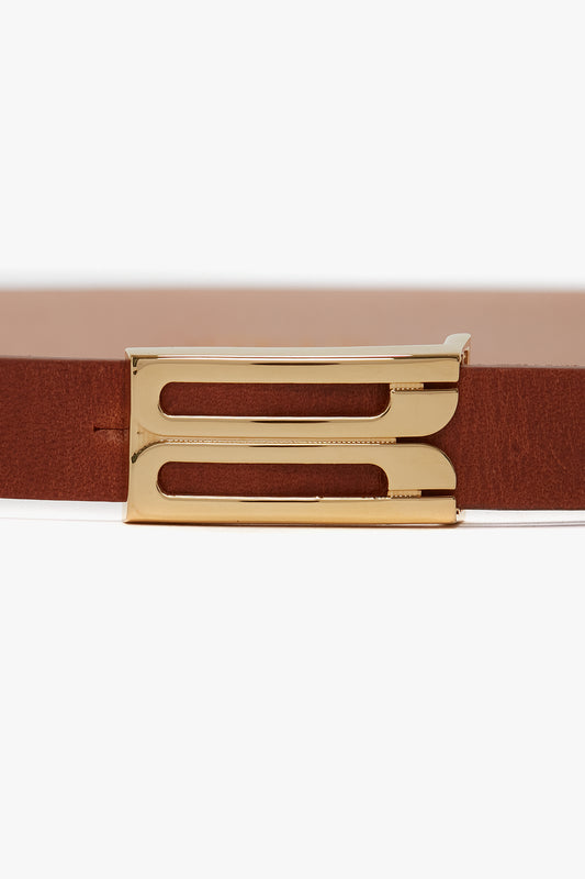 Exclusive Micro Frame Belt In Tan Leather
