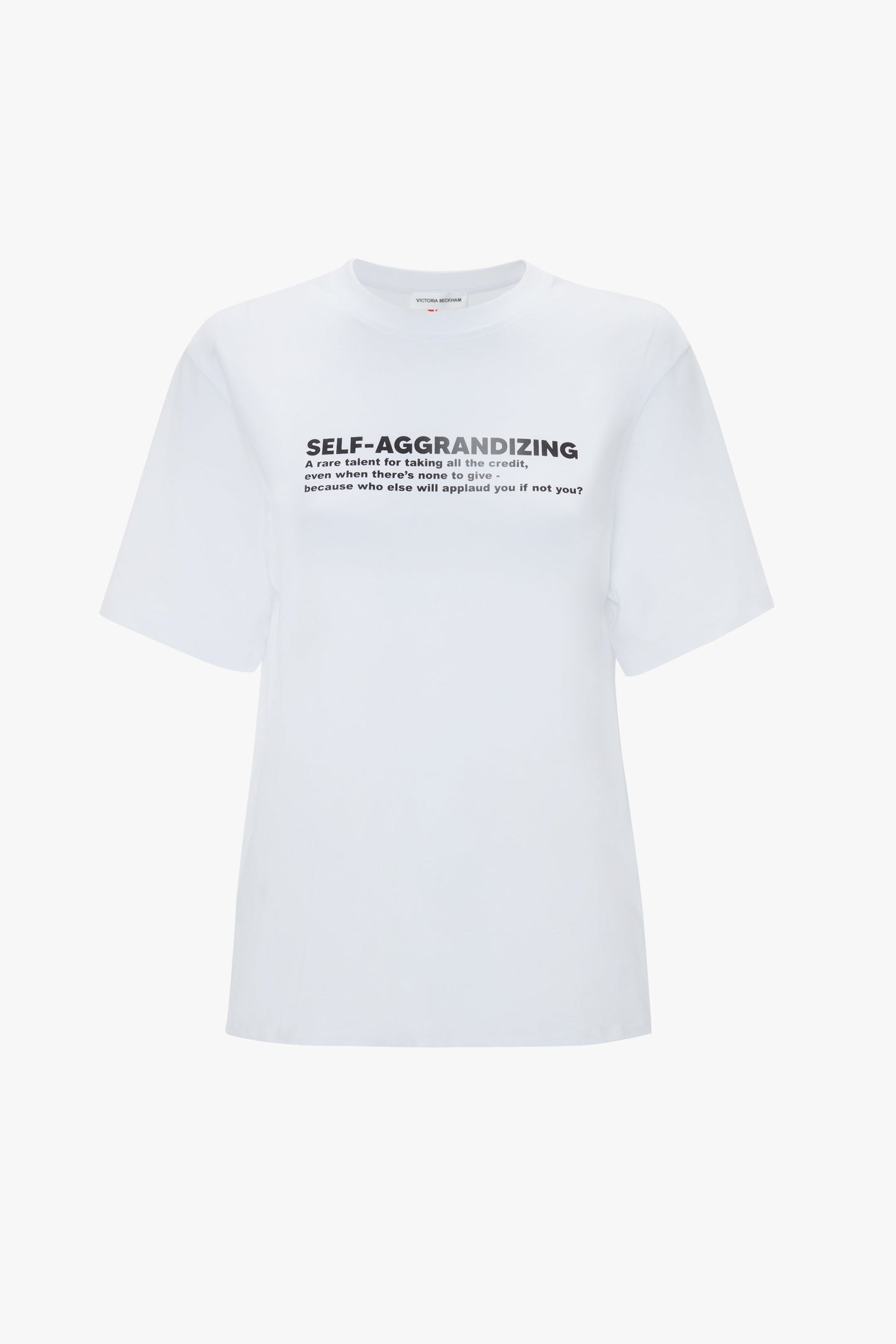 Aggrandizing Slogan T-Shirt In White