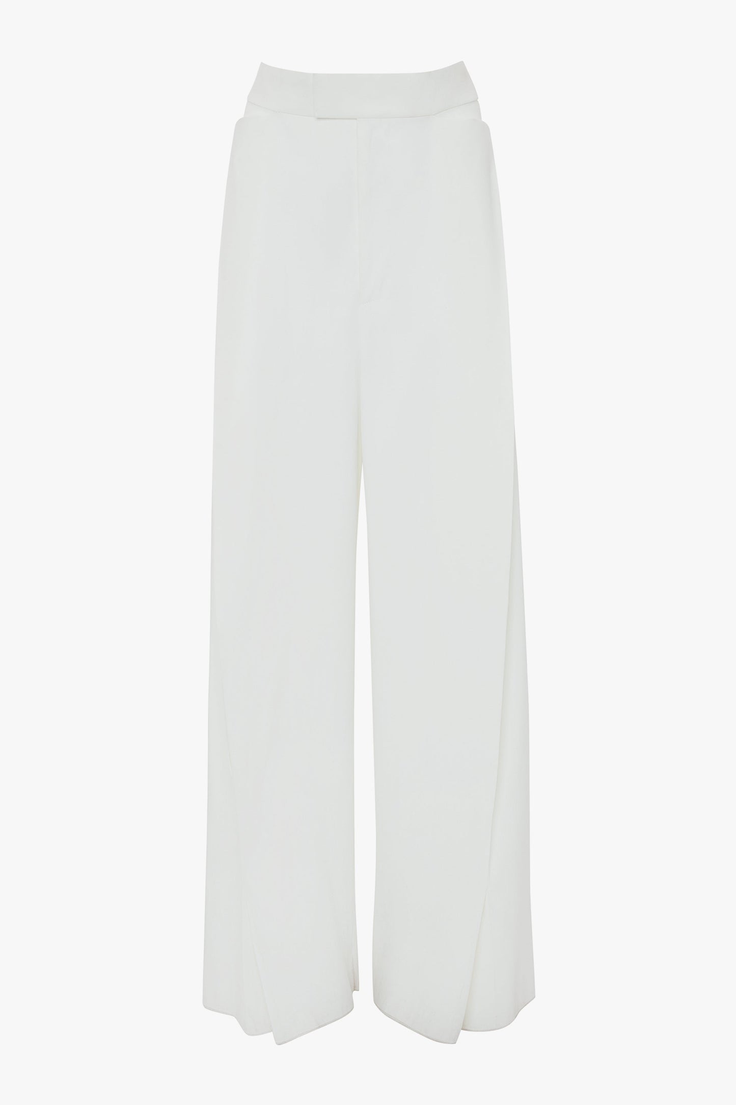 Wide Leg Pleat Detail Trouser In Ivory