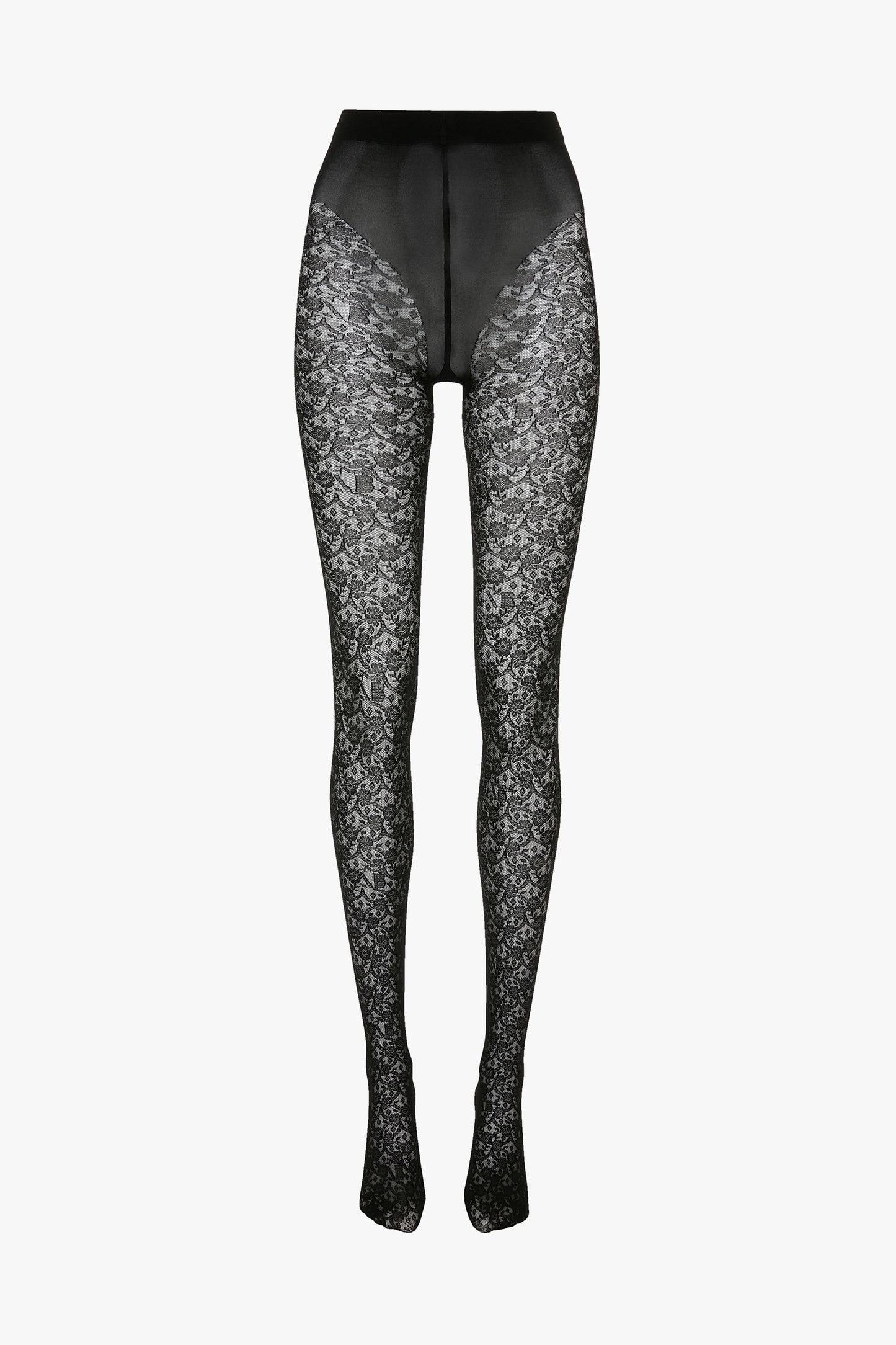 Monogram Lace Tights In Black