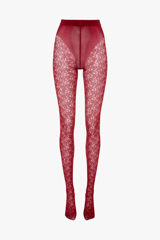 Monogram Lace Tights In Red